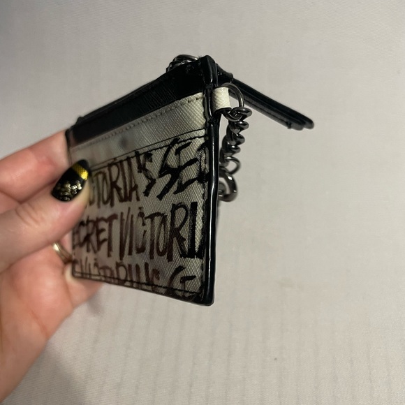 Victoria's Secret black & white logo card holder keychain pouch coin purse - Picture 3 of 7